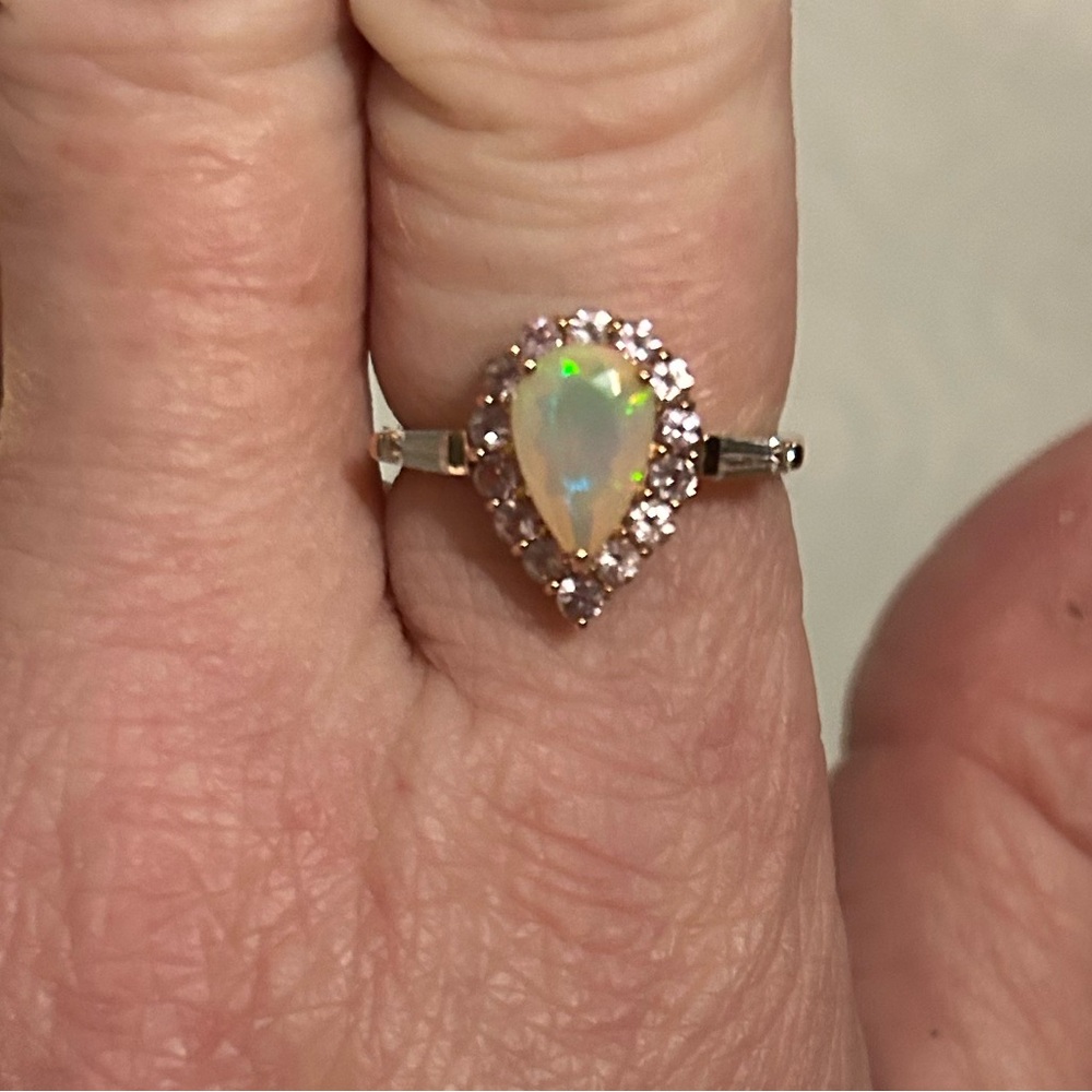 NEW 10k  Rose Gold  Opal Shift Garnets Natural Zicrons  Ring